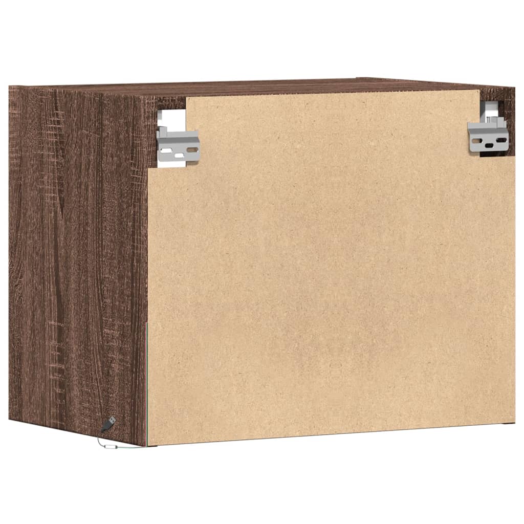 Κομοδίνο Επιτοίχιο με Φώτα LED Καφέ Δρυς - Pakobazaar