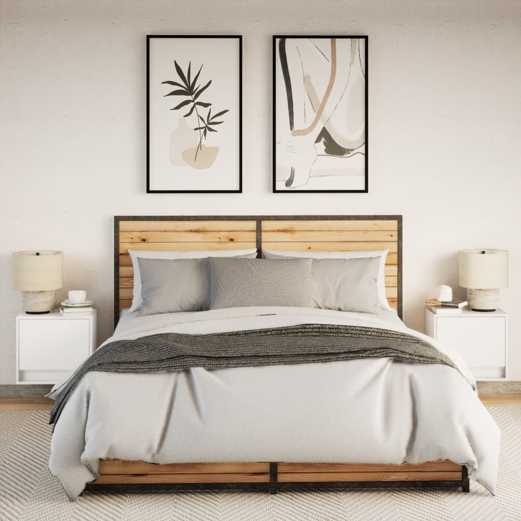 Κομοδίνα Επιτοίχια με Φώτα LED 2 τεμ. Λευκά - Pakobazaar