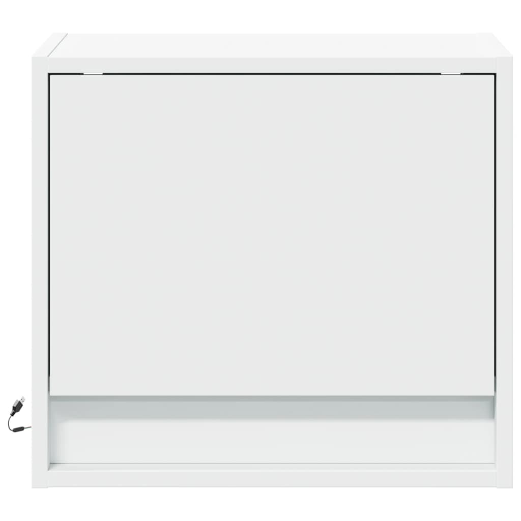 Κομοδίνα Επιτοίχια με Φώτα LED 2 τεμ. Λευκά - Pakobazaar