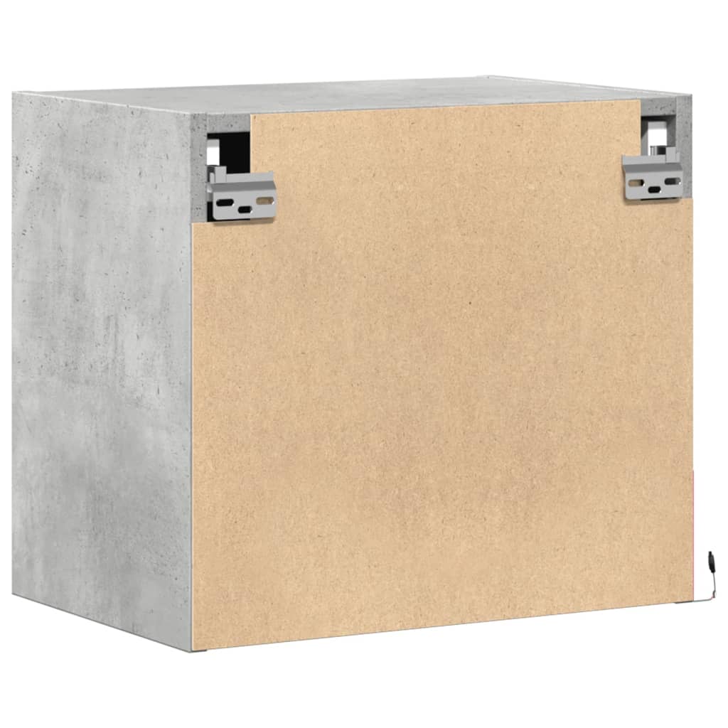 Κομοδίνα Επιτοίχια με Φώτα LED 2 τεμ. Γκρι Σκυροδέματος - Pakobazaar