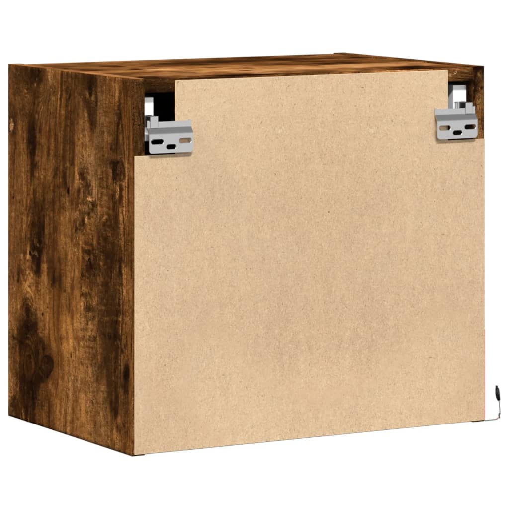 Κομοδίνα Επιτοίχια με Φώτα LED 2 τεμ. Καπνιστή Δρυς - Pakobazaar