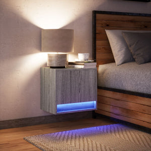 Κομοδίνο Επιτοίχιο με Φώτα LED Γκρι Sonoma