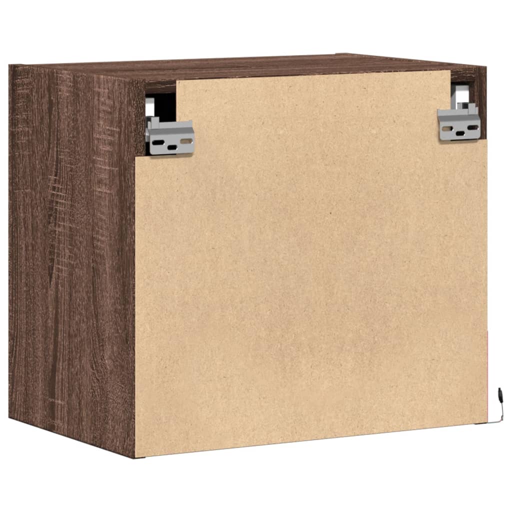 Κομοδίνα Επιτοίχια με Φώτα LED 2 τεμ. Καφέ Δρυς - Pakobazaar