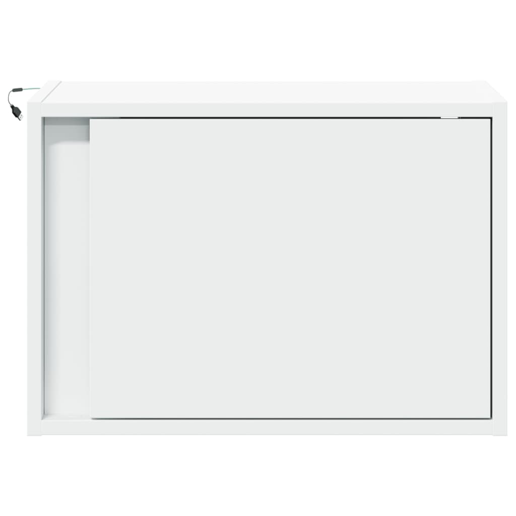 Κομοδίνο Επιτοίχιο με Φώτα LED Λευκό - Pakobazaar