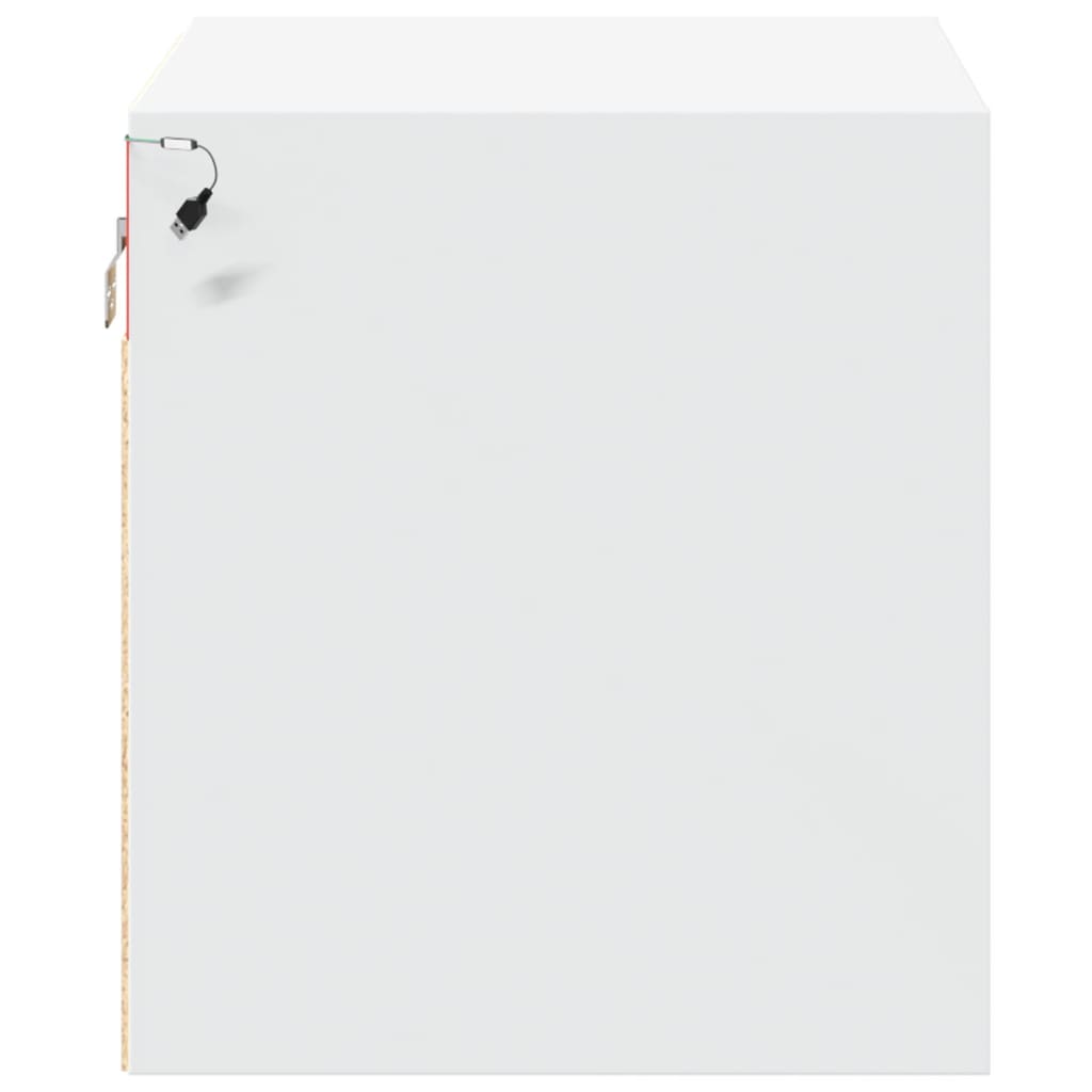 Κομοδίνο Επιτοίχιο με Φώτα LED Λευκό - Pakobazaar