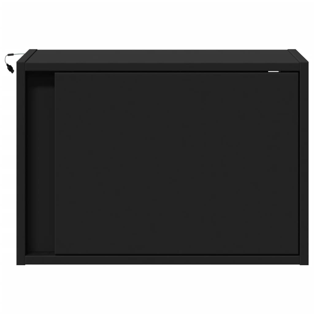 Κομοδίνο Επιτοίχιο με Φώτα LED Μαύρο - Pakobazaar