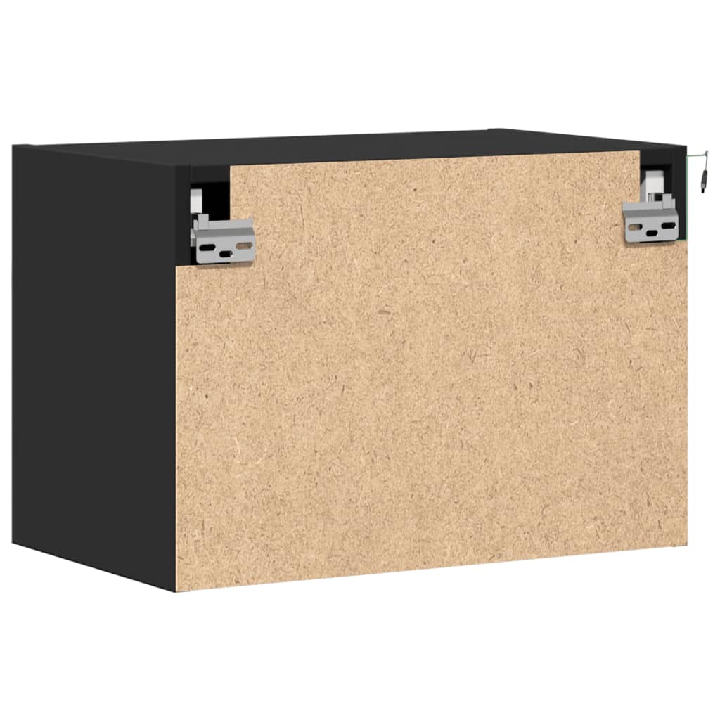 Κομοδίνο Επιτοίχιο με Φώτα LED Μαύρο - Pakobazaar