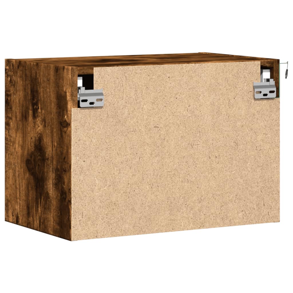 Κομοδίνα Επιτοίχια με Φώτα LED 2 τεμ. Καπνιστή Δρυς - Pakobazaar