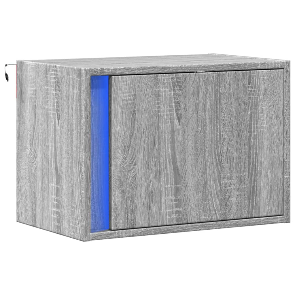 Κομοδίνο Επιτοίχιο με Φώτα LED Γκρι Sonoma - Pakobazaar