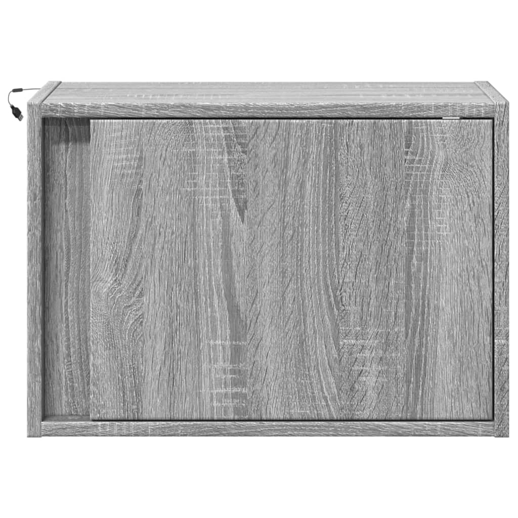 Κομοδίνο Επιτοίχιο με Φώτα LED Γκρι Sonoma - Pakobazaar