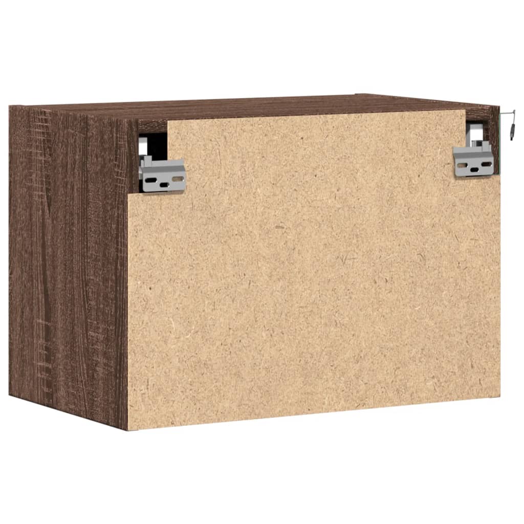 Κομοδίνο Επιτοίχιο με Φώτα LED Καφέ Δρυς - Pakobazaar