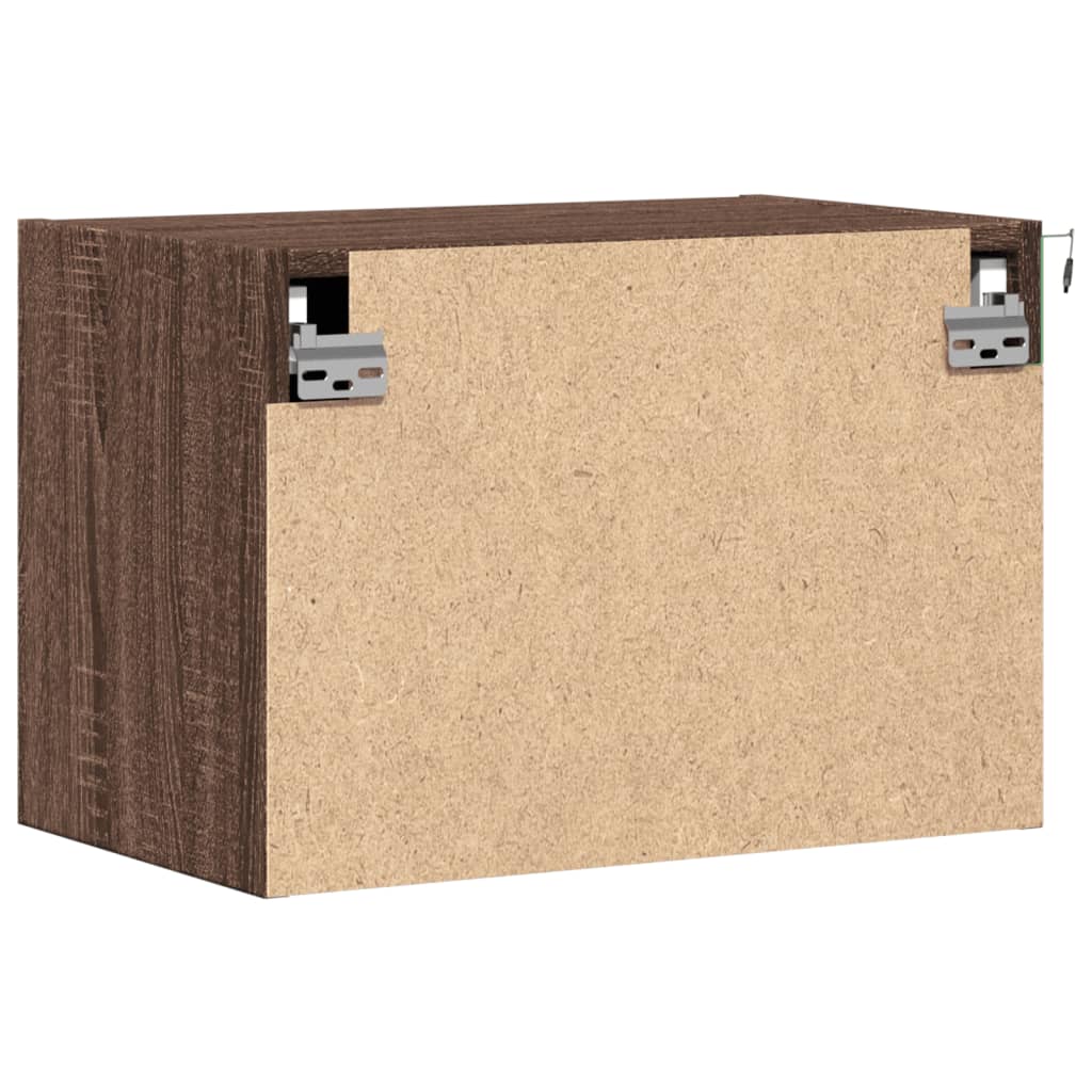 Κομοδίνα Επιτοίχια με Φώτα LED 2 τεμ. Καφέ Δρυς - Pakobazaar