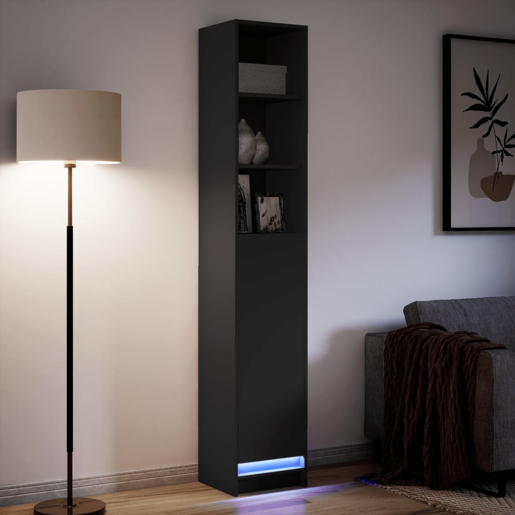 Μπουφές με Φώτα LED Μαύρο 36x32,5x200 εκ. Επεξεργασμένο Ξύλο