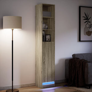 Ντουλάπι με Φώτα LED Sonoma Δρυς 36x32,5x200 εκ. Επεξ. Ξύλο
