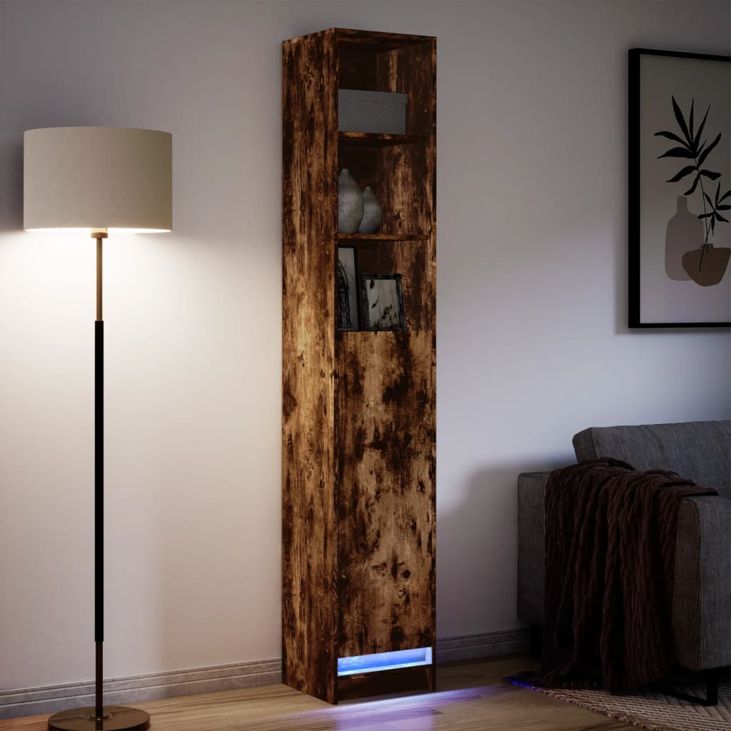 Ντουλάπι με Φώτα LED Δρυς 36x32,5x200 εκ. Επεξεργασμένο Ξύλο