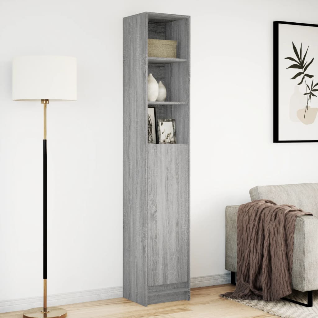 Ντουλάπι με Φώτα LED Γκρι Sonoma 36x32,5x200 εκ. Επεξ. Ξύλο