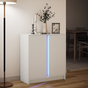 Μπουφές με Φώτα LED Λευκός 77x34x85 εκ. από Επεξεργασμένο Ξύλο - Pakobazaar