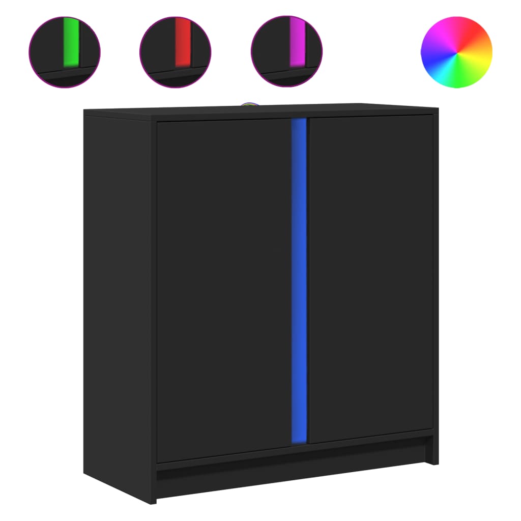 Ντουλάπι με Φώτα LED Μαύρη 77x34x85 εκ. Επεξεργασμένο Ξύλο - Pakobazaar