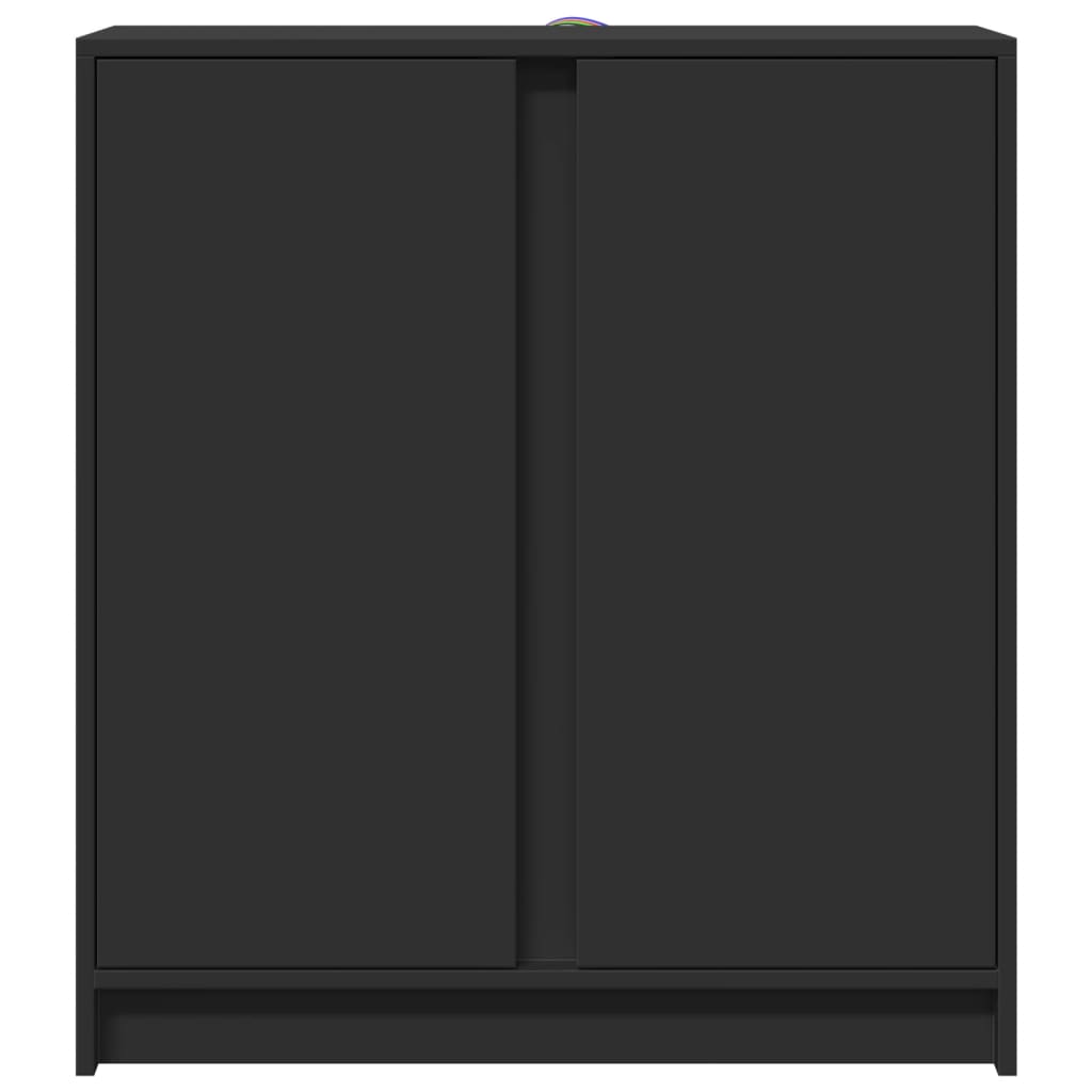 Ντουλάπι με Φώτα LED Μαύρη 77x34x85 εκ. Επεξεργασμένο Ξύλο - Pakobazaar