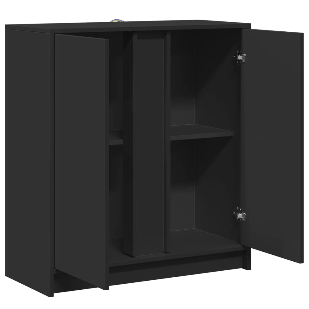 Ντουλάπι με Φώτα LED Μαύρη 77x34x85 εκ. Επεξεργασμένο Ξύλο - Pakobazaar