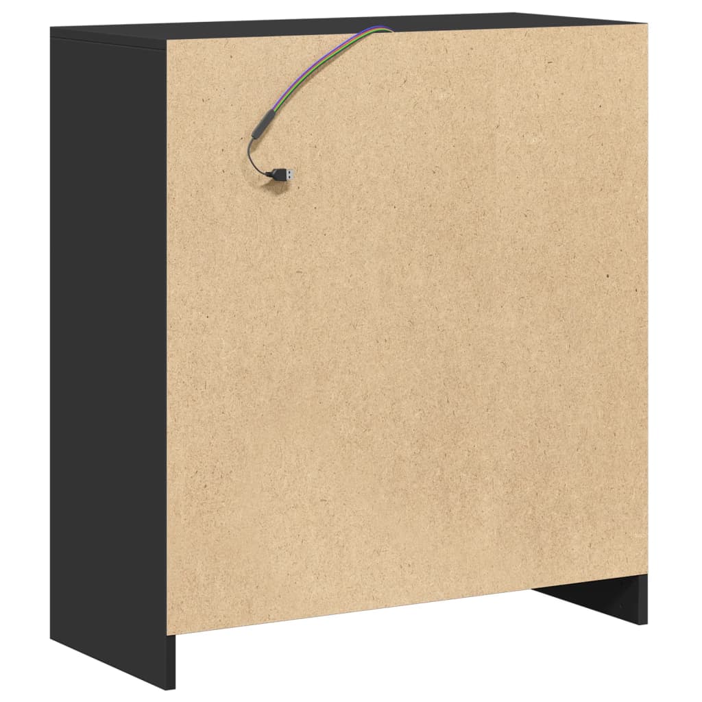 Ντουλάπι με Φώτα LED Μαύρη 77x34x85 εκ. Επεξεργασμένο Ξύλο - Pakobazaar