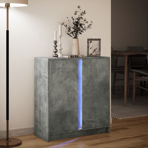 Ντουλάπι με Φώτα LED Γκρι Σκυρ. 77x34x85εκ. Επεξεργασμένο Ξύλο