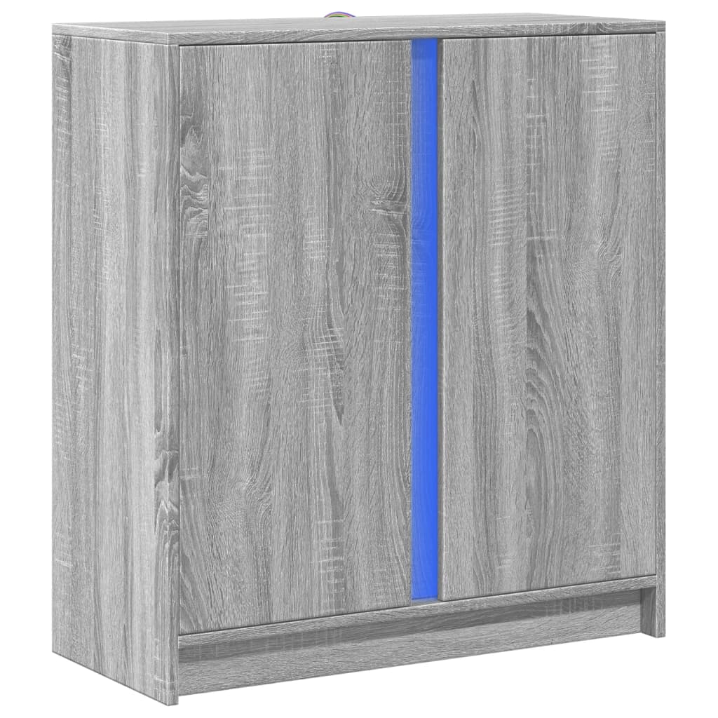 Ντουλάπι με Φώτα LED Γκρι Sonoma 77x34x85εκ Επεξεργασμένο Ξύλο - Pakobazaar