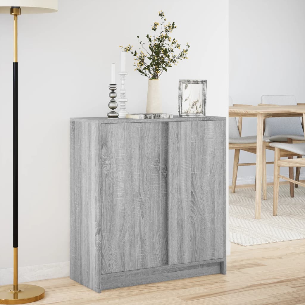 Ντουλάπι με Φώτα LED Γκρι Sonoma 77x34x85εκ Επεξεργασμένο Ξύλο - Pakobazaar