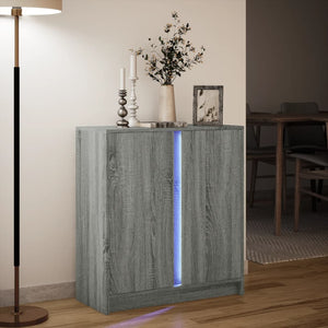 Ντουλάπι με Φώτα LED Γκρι Sonoma 77x34x85εκ Επεξεργασμένο Ξύλο - Pakobazaar