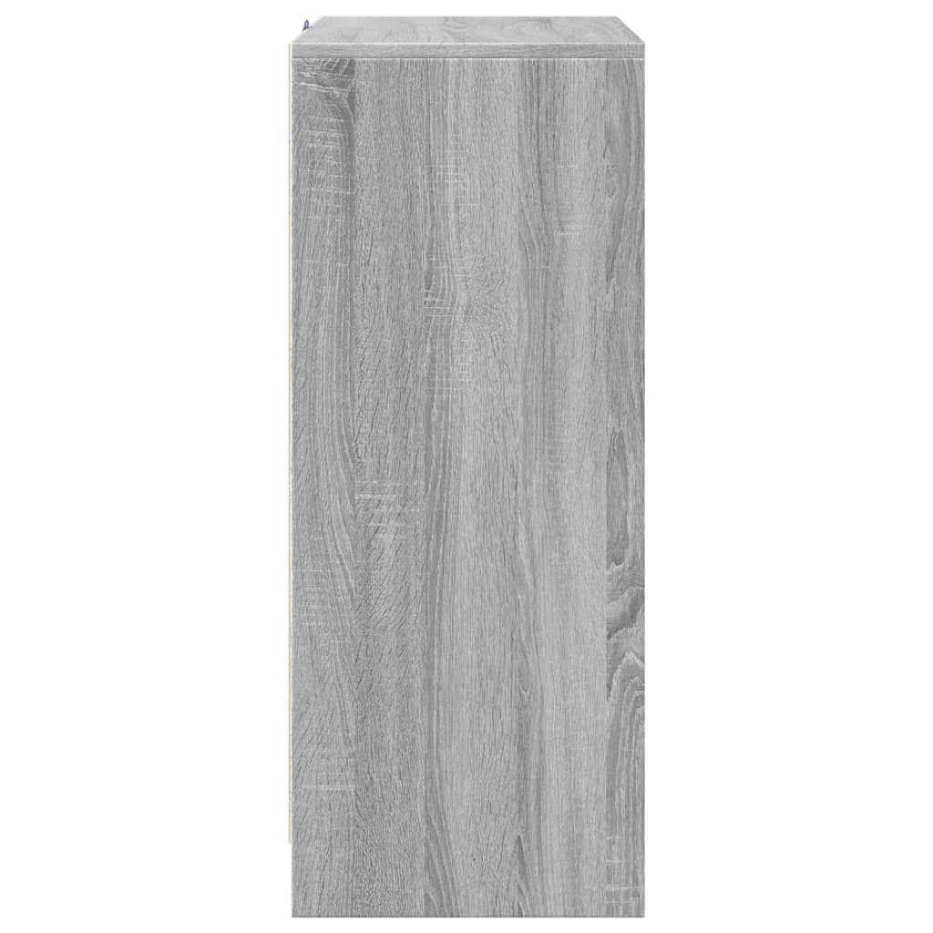 Ντουλάπι με Φώτα LED Γκρι Sonoma 77x34x85εκ Επεξεργασμένο Ξύλο - Pakobazaar