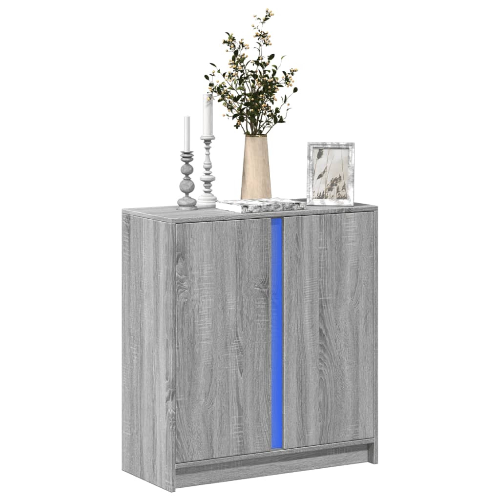 Ντουλάπι με Φώτα LED Γκρι Sonoma 77x34x85εκ Επεξεργασμένο Ξύλο - Pakobazaar