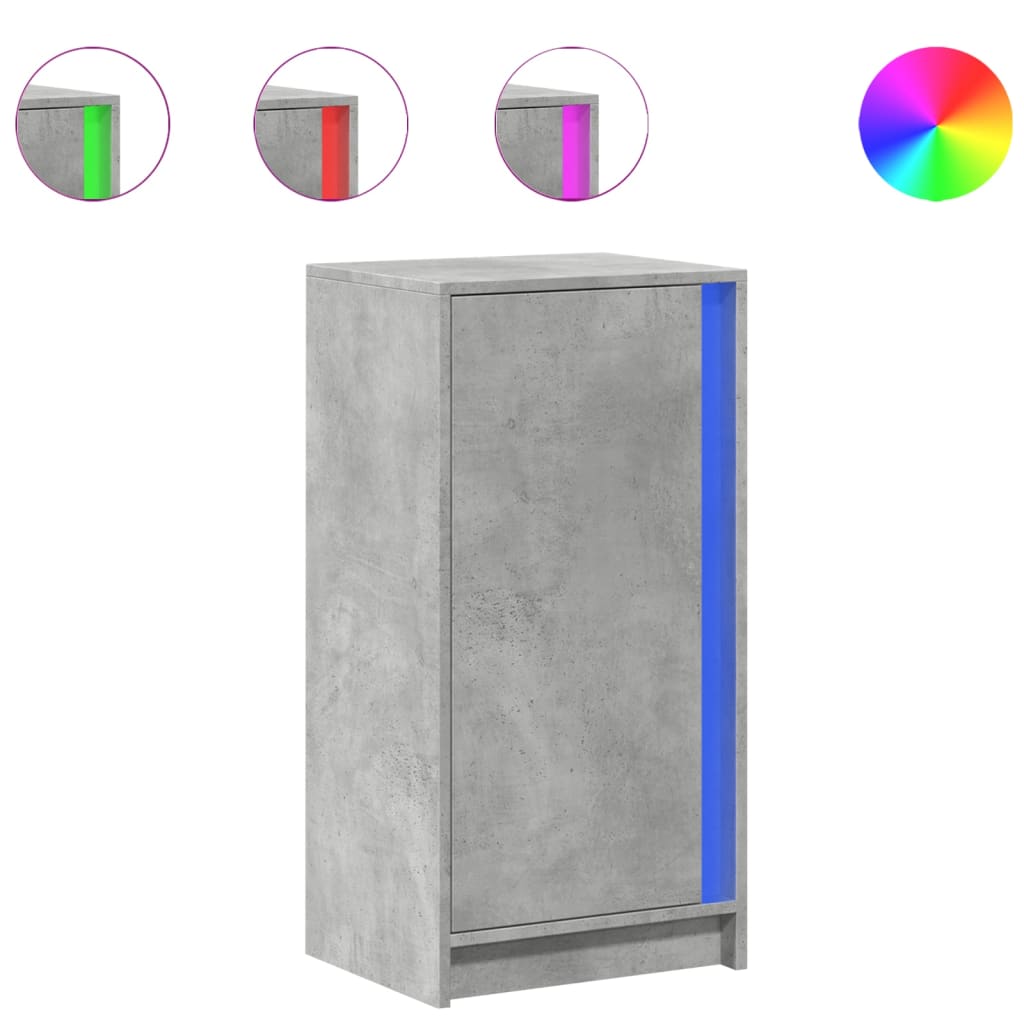 Ντουλάπι με Φώτα LED Γκρι Σκυρ. 42,5x34x85 εκ. Επεξ. Ξύλο