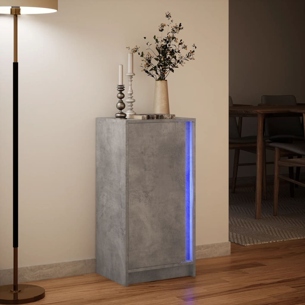 Ντουλάπι με Φώτα LED Γκρι Σκυρ. 42,5x34x85 εκ. Επεξ. Ξύλο