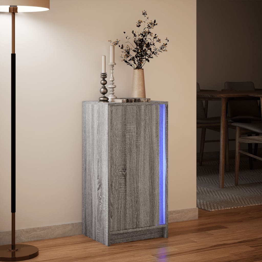 Ντουλάπι με Φώτα LED Γκρι Sonoma 42,5x34x85 εκ Επεξ. Ξύλο
