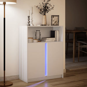 Μπουφές με Φώτα LED Λευκός 77x34x100 εκ. από Επεξεργασμένο Ξύλο - Pakobazaar