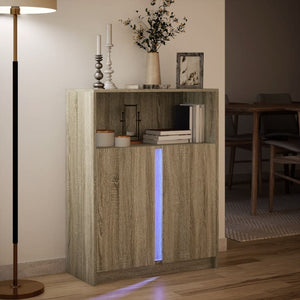 Ντουλάπι με Φώτα LED Sonoma Δρυς 77x34x100εκ Επεξεργασμένο Ξύλο - Pakobazaar
