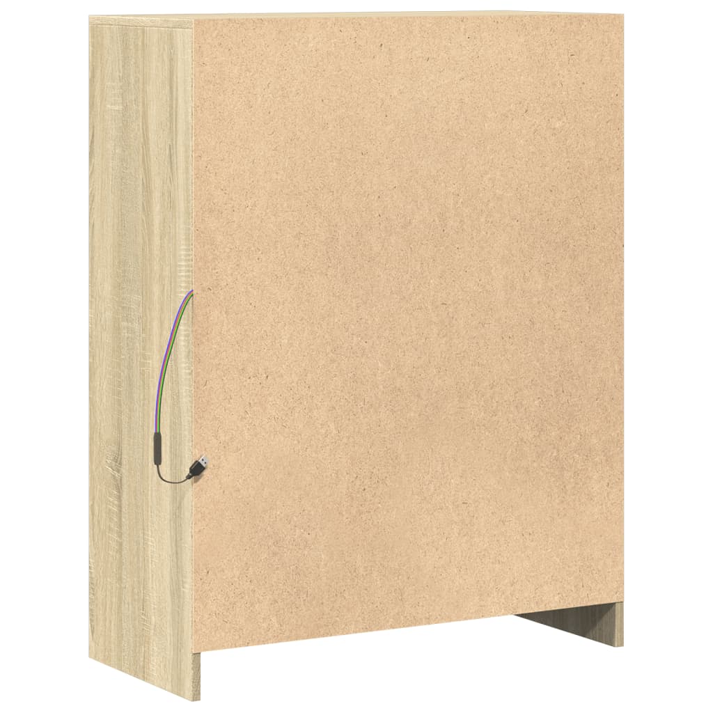 Ντουλάπι με Φώτα LED Sonoma Δρυς 77x34x100εκ Επεξεργασμένο Ξύλο - Pakobazaar