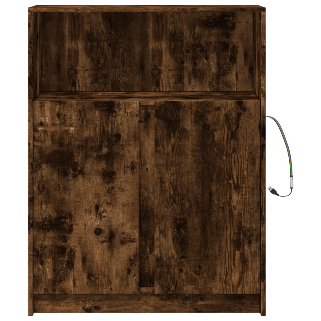 Ντουλάπι με Φώτα LED Δρυς 77x34x100 εκ. Επεξεργασμένο Ξύλο - Pakobazaar