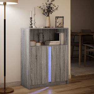 Ντουλάπι με Φώτα LED Γκρι Sonoma 77x34x100εκ Επεξεργασμένο Ξύλο - Pakobazaar