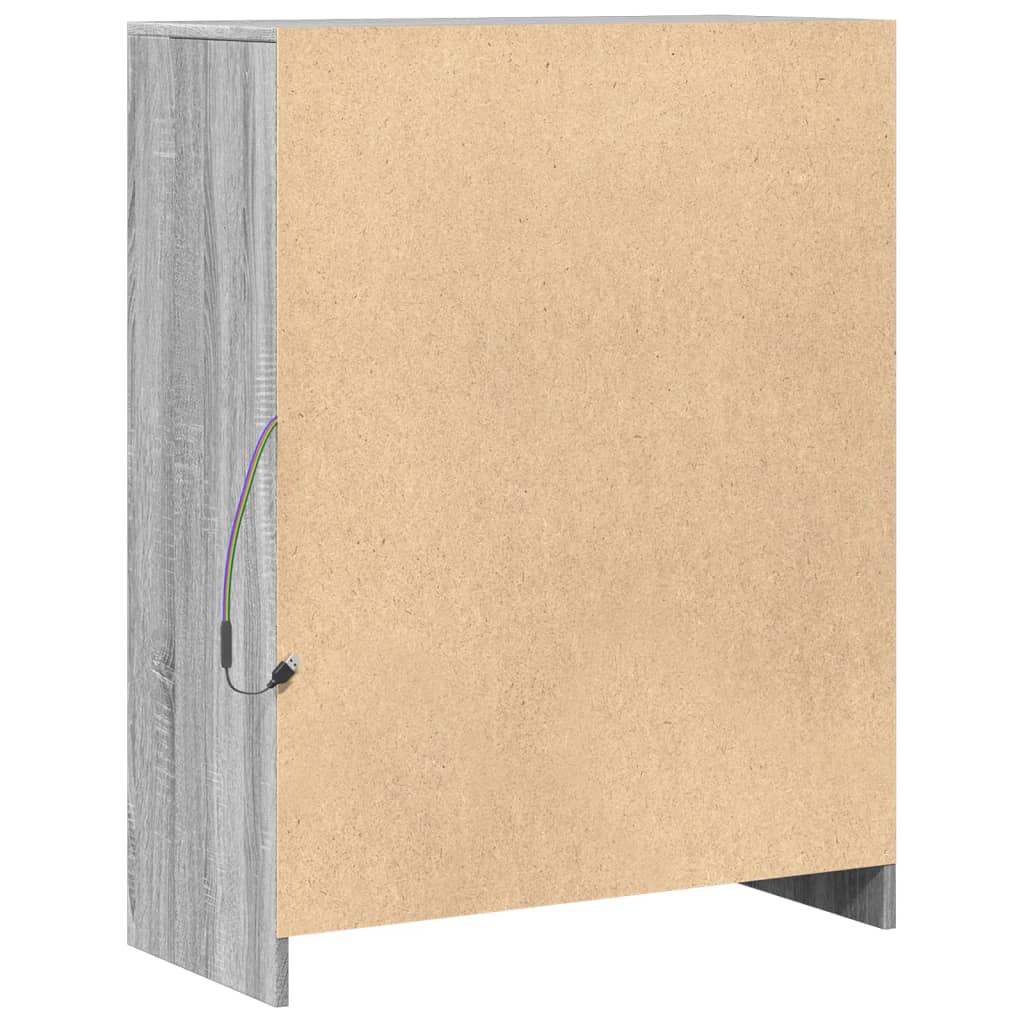 Ντουλάπι με Φώτα LED Γκρι Sonoma 77x34x100εκ Επεξεργασμένο Ξύλο - Pakobazaar