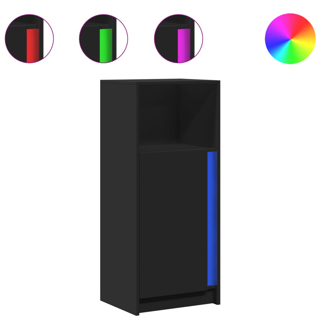 Ντουλάπι με Φώτα LED Μαύρη 42,5x34x100 εκ. Επεξεργασμένο Ξύλο - Pakobazaar