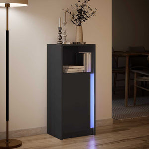 Ντουλάπι με Φώτα LED Μαύρη 42,5x34x100 εκ. Επεξεργασμένο Ξύλο
