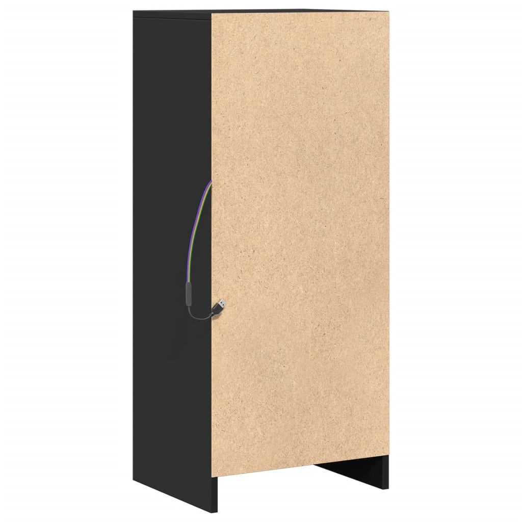 Ντουλάπι με Φώτα LED Μαύρη 42,5x34x100 εκ. Επεξεργασμένο Ξύλο - Pakobazaar