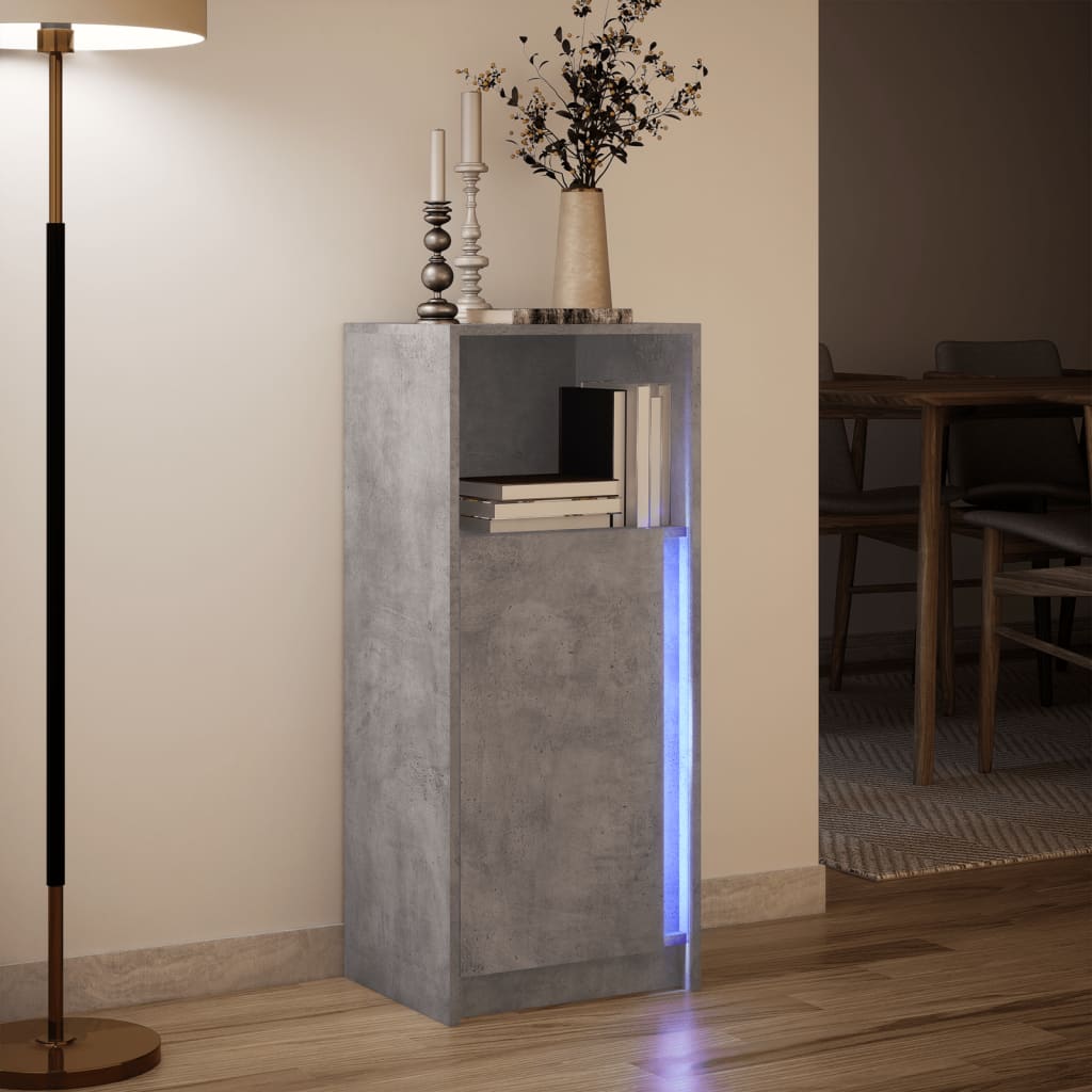 Ντουλάπι με Φώτα LED Γκρι Σκυρ. 42,5x34x100 εκ. Επεξ. Ξύλο - Pakobazaar