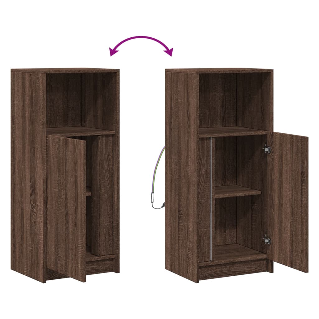 Ντουλάπι με Φώτα LED Καφέ Δρυς 42,5x34x100 εκ. Επεξ. Ξύλο - Pakobazaar