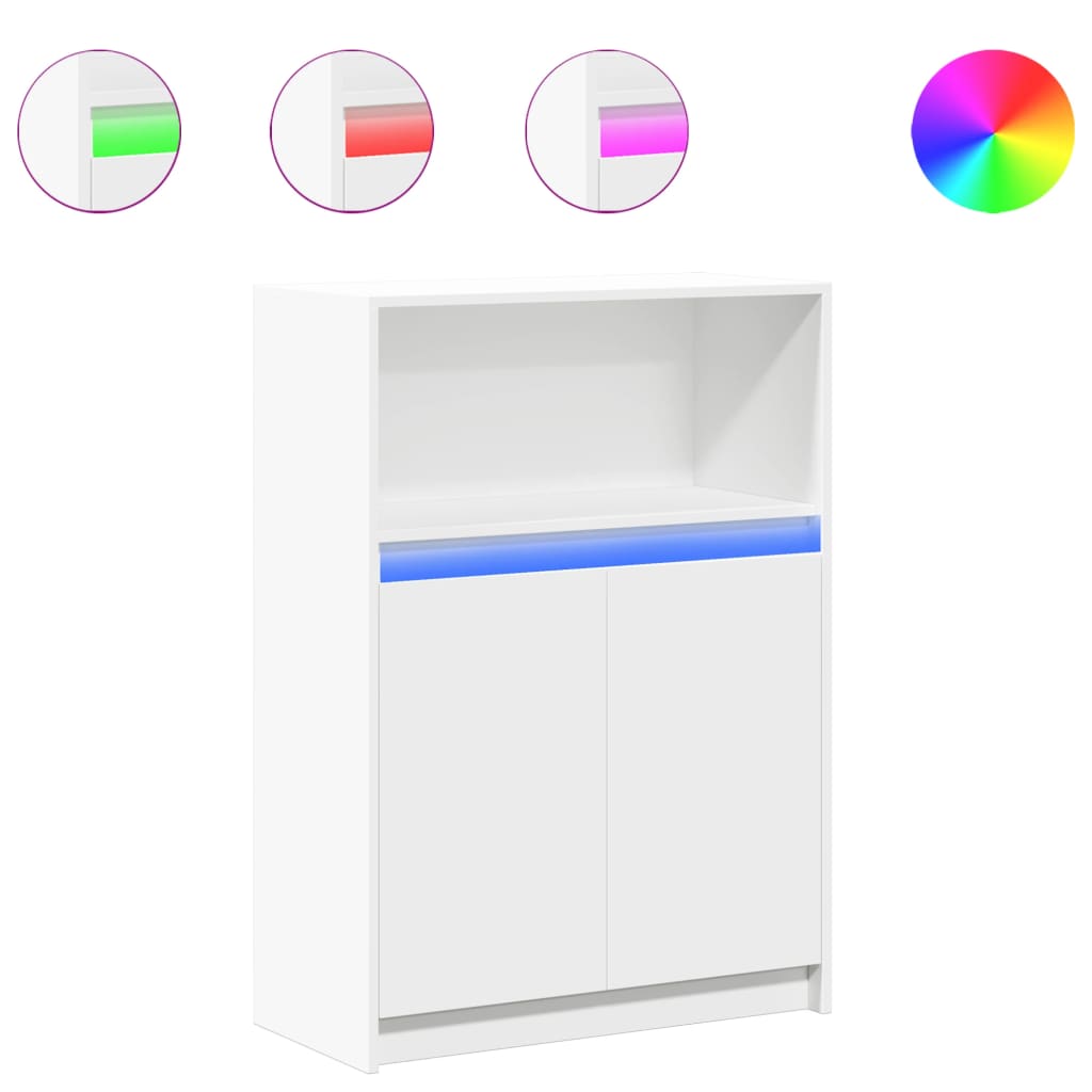 Μπουφές με Φώτα LED Λευκός 72x34x100 εκ. από Επεξεργασμένο Ξύλο - Pakobazaar