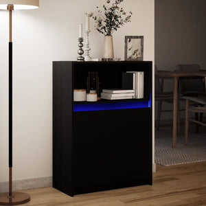 Ντουλάπι με Φώτα LED Μαύρη 72x34x100 εκ. Επεξεργασμένο Ξύλο