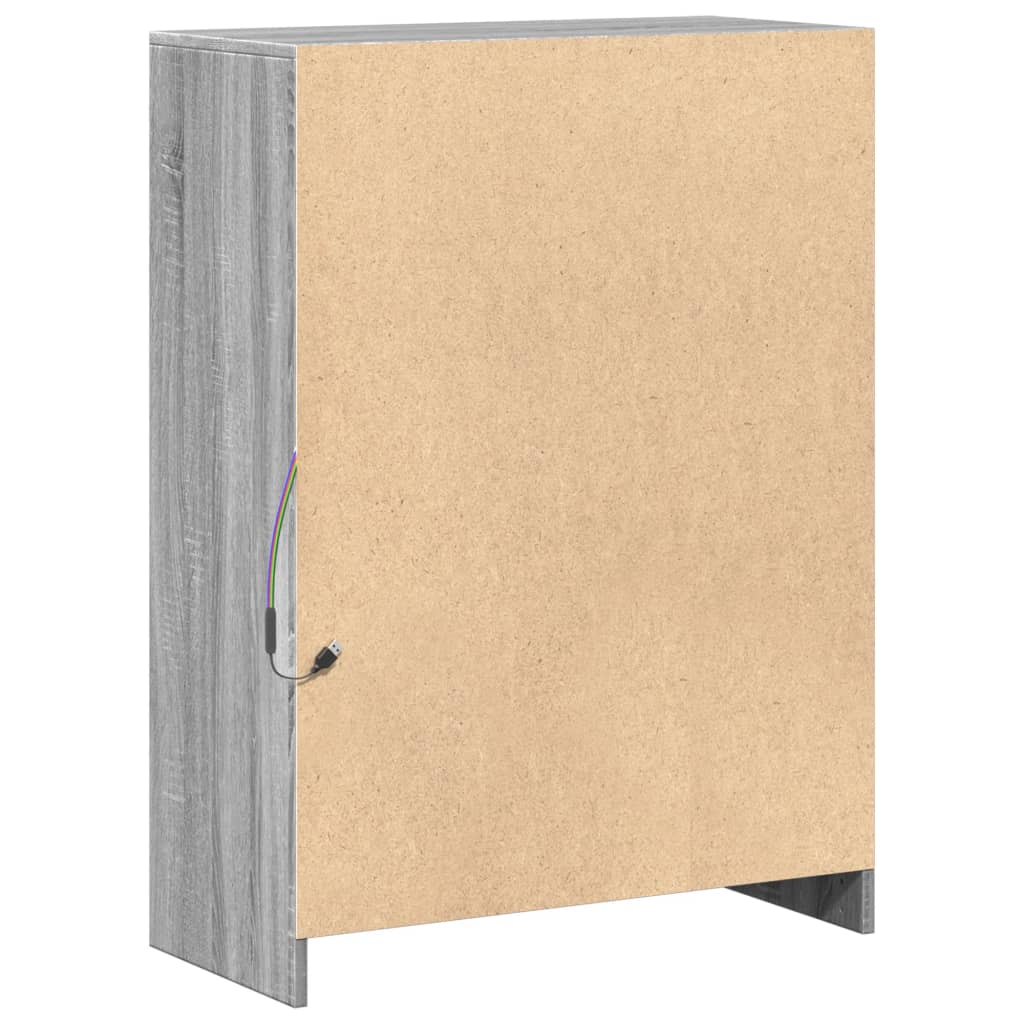 Ντουλάπι με Φώτα LED Γκρι Sonoma 72x34x100εκ Επεξεργασμένο Ξύλο - Pakobazaar