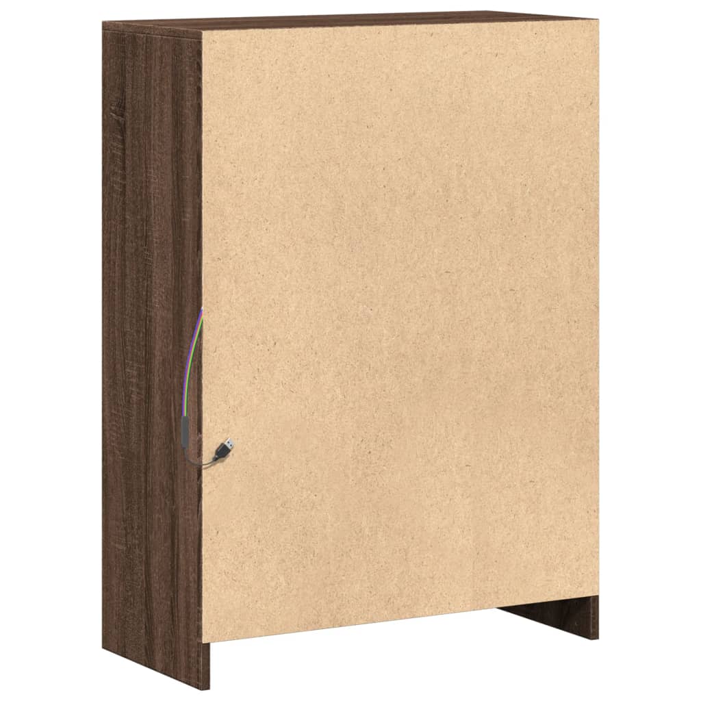 Ντουλάπι με Φώτα LED Καφέ Δρυς 72x34x100 εκ. Επεξεργασμένο Ξύλο - Pakobazaar