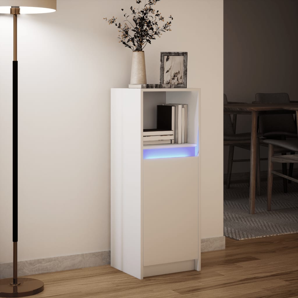 Μπουφές με Φώτα LED Λευκός 38x34x100 εκ. από Επεξεργασμένο Ξύλο - Pakobazaar